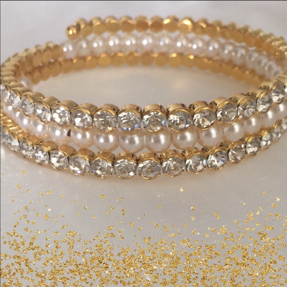NEW•Diamonds & Pearls Wrap Bracelet By Sugared + Bronzed